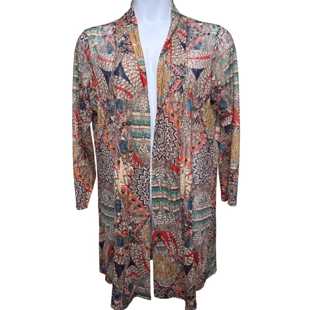 ROBERT KITCHEN CANADA Womens Multicolor Cardigan Duster Sz XXL Boho Eclectic